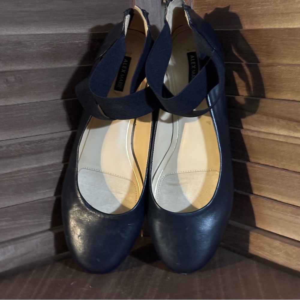 Alex Marie Blue Ballet Flats with Ankle Straps